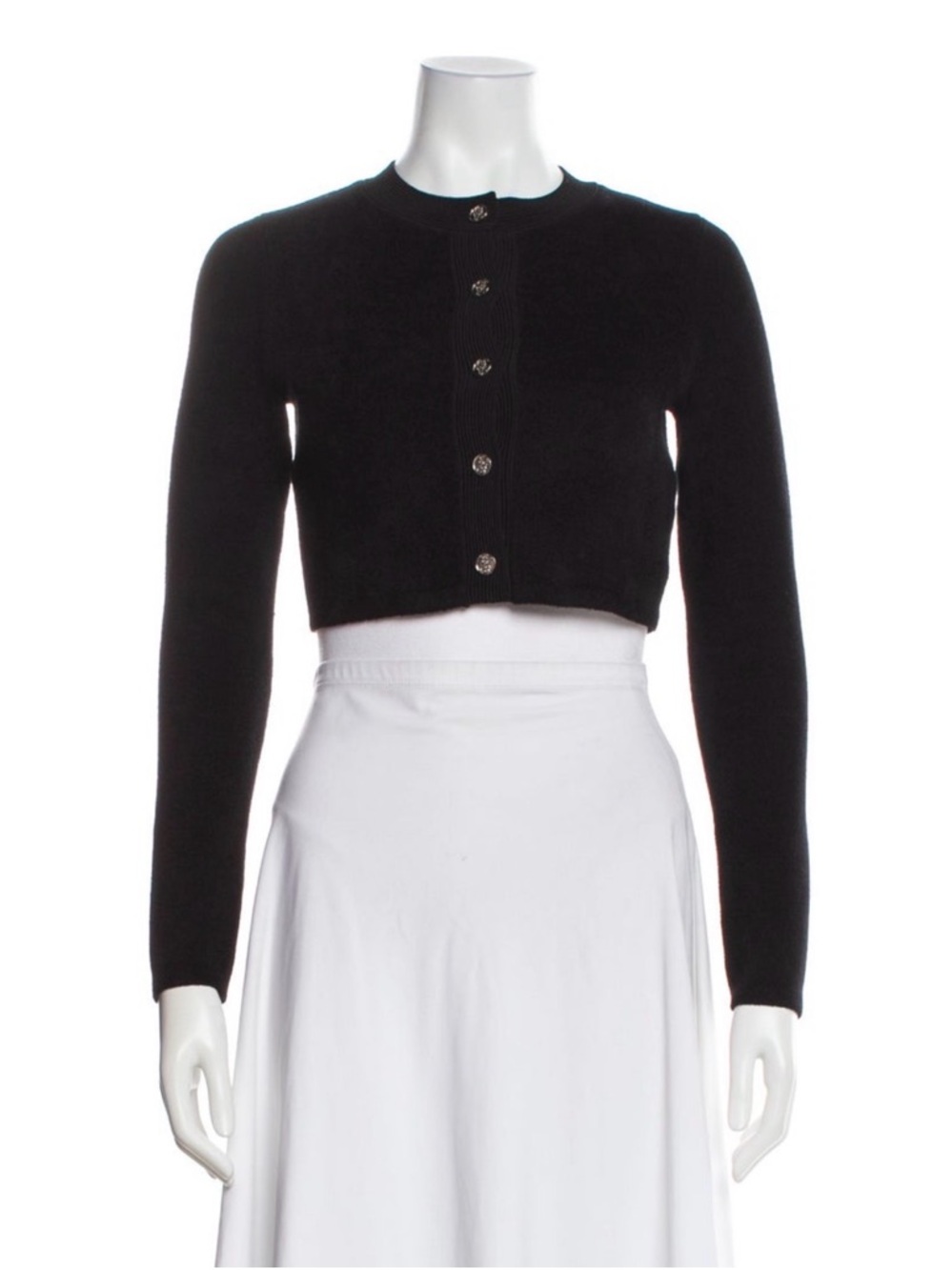 Sandro Black Knit Top with White Label